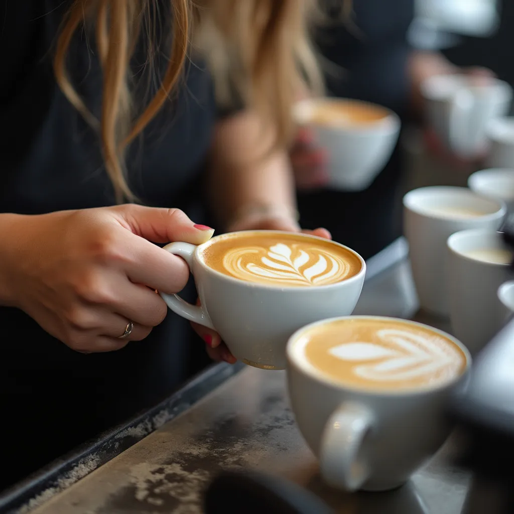 Studenti trénují latte art